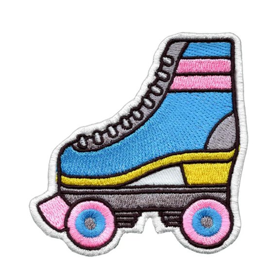 Blue  Pink Roller Skate Embroidered Iron On Patch
