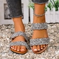 thumbnail image 4 of Beach Flat Sandals for Women, Solid Color Slip-On Style with Sequined Rhinestone Strap, Soft Footbed, Open-Toe Design, Lightweight Sole, Breathable Summer Footwear, 4 of 9