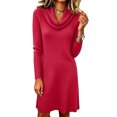 thumbnail image 6 of Tqcoqu Women's Turtleneck Dresses 2026 Winter Long Sleeve Ribbed Knit Comfy Loose Casual Tunic Short Dress, 6 of 6