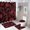 Color-1, variant on Red Floral Sketch Pattern Shower Curtain Set 4PCs with Hooks Waterproof Bathroom Toilet Mat Lid Decor