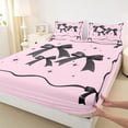 thumbnail image 4 of Feelyou Black Pink Bow-tie Twin Sheet Sets for Kid, Butterfly Knot Princess Twin Fitted Sheet, Watercolor Bowknot Flat Sheet, Microfiber Bedroom Decor, 3pcs, 4 of 8