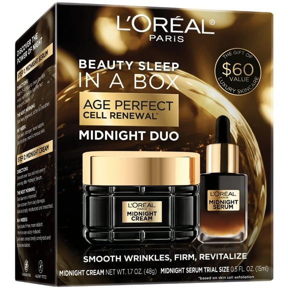 L'Oréal Paris Age Perfect Midnight Duo Facial Serum Trial Size, 1.7 oz