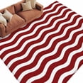 thumbnail image 2 of 5'x8' Area Rugs, Red White Indoor Outdoor Area Rug for Living Room Bedroom, Modern Abstract Waves Water Ripple Striped Washable Bathroom Rugs Kitchen Floor Carpet Mats Home Decor Aesthetic, 2 of 8