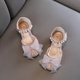 thumbnail image 4 of Piuwrlz Versatile Glitter Crystal Sandals for Little Girls Peep Toe Shoes Lace-Up Bow Dress Shoes Pink Size 6 Years, 4 of 4