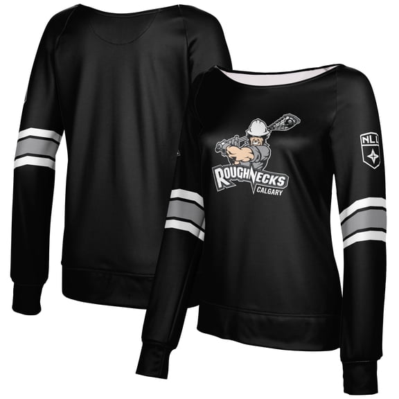 Girls Youth Epoch Lacrosse Black Calgary Roughnecks Boat Neck Pullover Sweatshirt