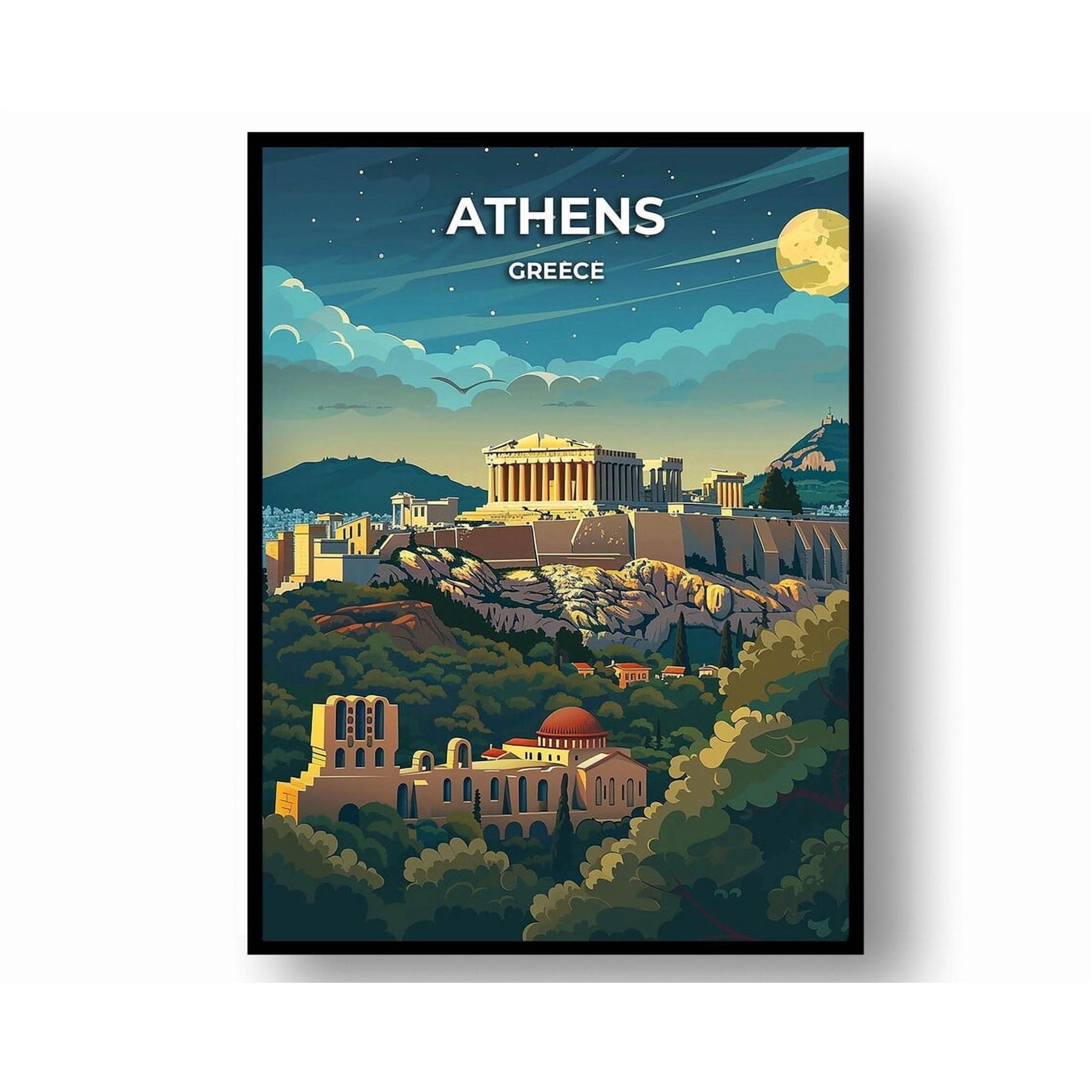 Athens Greece Travel Poster Minimal Design