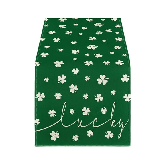 PRETXORVE St Patricks Day Decorations, St. Patrick's Day Table Flag Irish Green Clovers Pattern Heat Insulating and Prevention of Pollution Linen Tablecloth Home Decoration