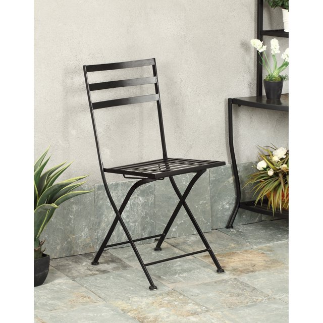 Chaise en Métal Noir - Métal/ardoise - Lot de 2