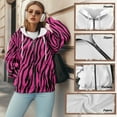 thumbnail image 7 of SCRAWLGOD Crimson Zebra Print Loose Fit Full Zip Up Hoodies for Women Drawstring Pockets Clothing Casual Fashion Outfits Hooded Elastic Sweater for Exercise Yoga, XL, 7 of 7