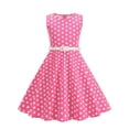 thumbnail image 6 of Mifsaly Little Girls Sleeveless Dress Polka Dot Vintage A Line Dresses Elegant Wedding Birthday Party Summer Casual Gowns with Matching Belt, 6 of 9