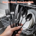 thumbnail image 5 of 24-Piece Black Silverware Set with Steak Knives, Food-Grade Stainless Steel Flatware Set for 4, Mirror Polished Utensils Set for Kitchen Restaurant, Include Knife Fork Spoon Set, 5 of 8