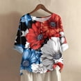 thumbnail image 2 of Women's 250th Anniversary USA Shirt Mid Sleeve Independence Day Top 4th of July Shirts America 250 Merchandise Loose Star Print Tee, 2 of 5