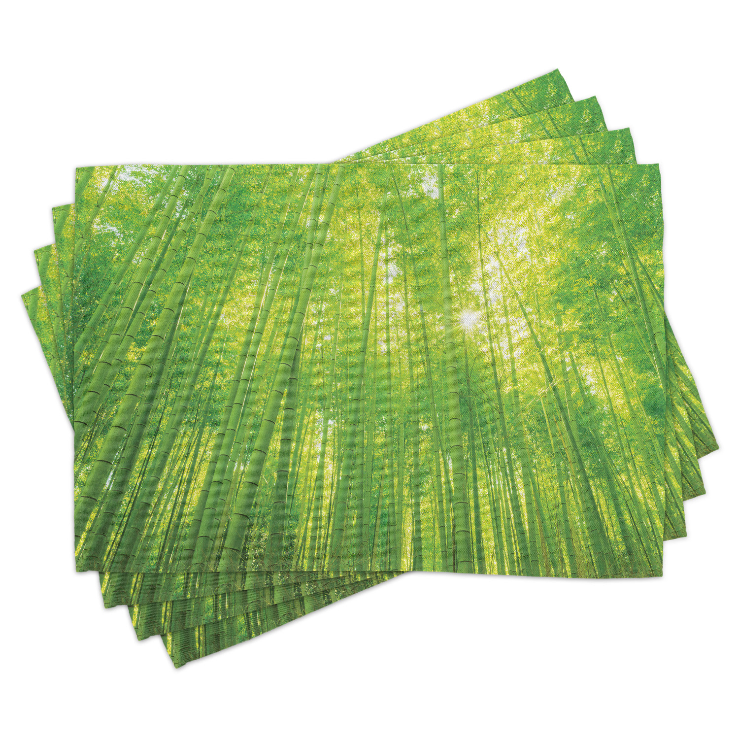 Bamboo Placemats Set of 4 Image of Bamboo Trees with Sun Rays in