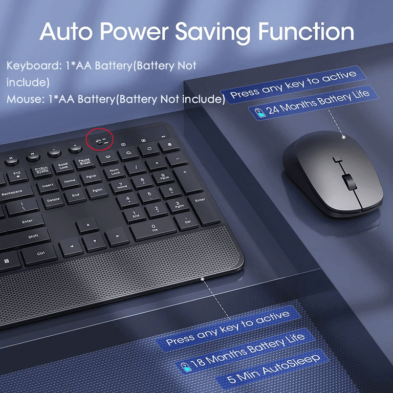 VicTsing Wireless Keyboard & Mouse Combo, 104-Key photo 5