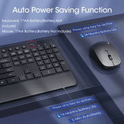 VicTsing Wireless Keyboard and Mouse Combo, 2.4GHz Ergonomic Desk 104 Full Size Keyboard and Mouse with Phone Tablet Holder, 6-Button & 3-DPI Silent Wireless Mouse, 10 Independent Shortcuts