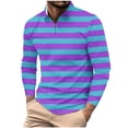 thumbnail image 2 of COSFO Mesh Men Polo Shirts Long Sleeve Casual Striped Tops Quarter Zip Relaxed Fit Pullover Collared Graphic Tees, 2 of 5
