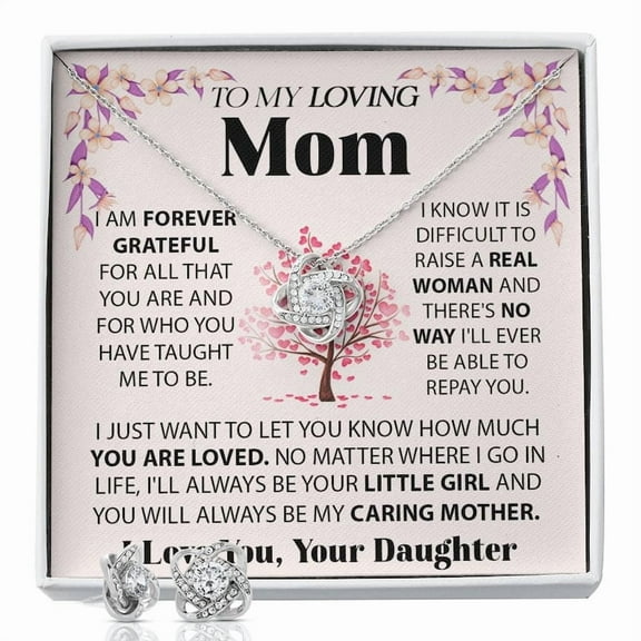 To My Loving Mom | Love Knot Earring & Necklace Set Mother Day Gift Gift for her