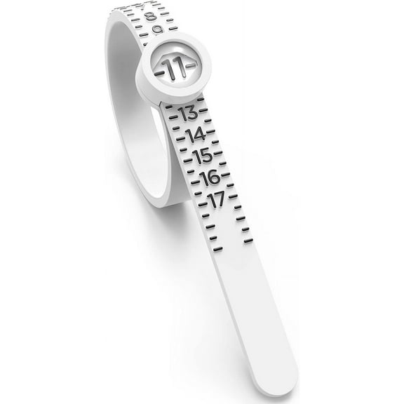 Ring Sizer Measuring Tool, Reusable Finger Size Measuring Tape with Magnified Glass, Clear and Accurate Jewelry Sizing Tool 1-17 USA Rings Size，White