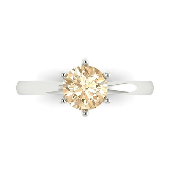 Clara Pucci 14K White Gold 1ct Morganite Solitaire Ring for Women