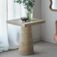 thumbnail image 3 of GZXS 24" Tall Pedestal Side Table, Square Magnesium Oxide End Table in Cream, Versatile for Plant Stand, Entryway, or Chairside Accent, 3 of 9