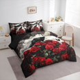 thumbnail image 2 of Homewish Gothic Raven Red Rose Twin Bedding for Kids, Romance Bird Butterfly Bedding Comforter Set, Black Reversible, 7pcs, 2 of 7