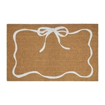 Washable Non Slip Doormat, Furenl Outdoor Coir Doormat, White Bow Entryway Mat – 40X60Cm Coconut Coir Doormat, Non-Slip Welcome Rug for Front Door & Holiday Decor