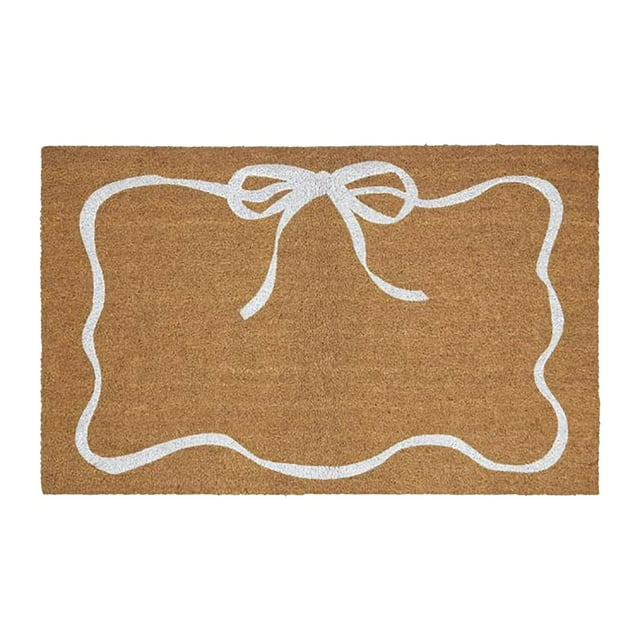 Carpet, Door Mat - Dienrx White Bow Entryway Mat 40X60Cm Coconut Coir Doormat for Holiday Decor Non Welcome Rug for Front Door and Entryway, 1 Floor Mat