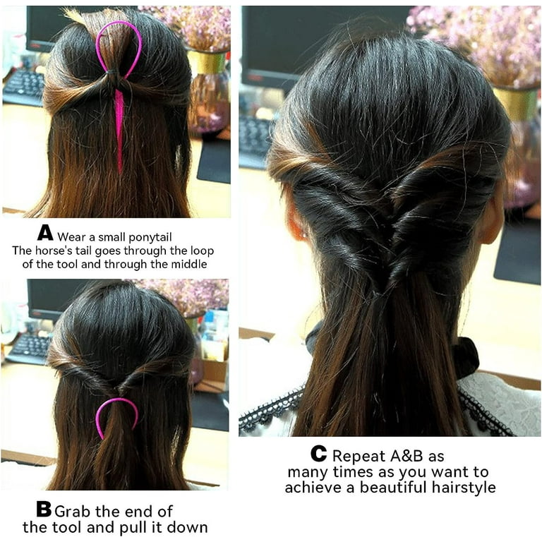2 Pack Plastic Ponytail Braiding Tools Ponytail Loop Hair Styling