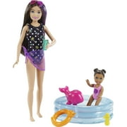 Barbie Skipper Babysitters Inc Pool Playset, Skipper Doll, Color-Change Small Doll & Accessories