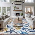 thumbnail image 4 of Area Rug 72×108in, Vintage Ocean Marine Life Floor Carpet Living Room Rug, Watercolor Sea Shells Starfish Non-Slip Welcome Mat Indoor Rugs for Bedroom Dining Room, 4 of 9