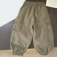 thumbnail image 3 of Ovbmpzd Girls Green Pants Boys Wide Leg Cargo Cotton Jogger Outdoor Baggy Pants Kids Sweatpants Size 7, 3 of 4