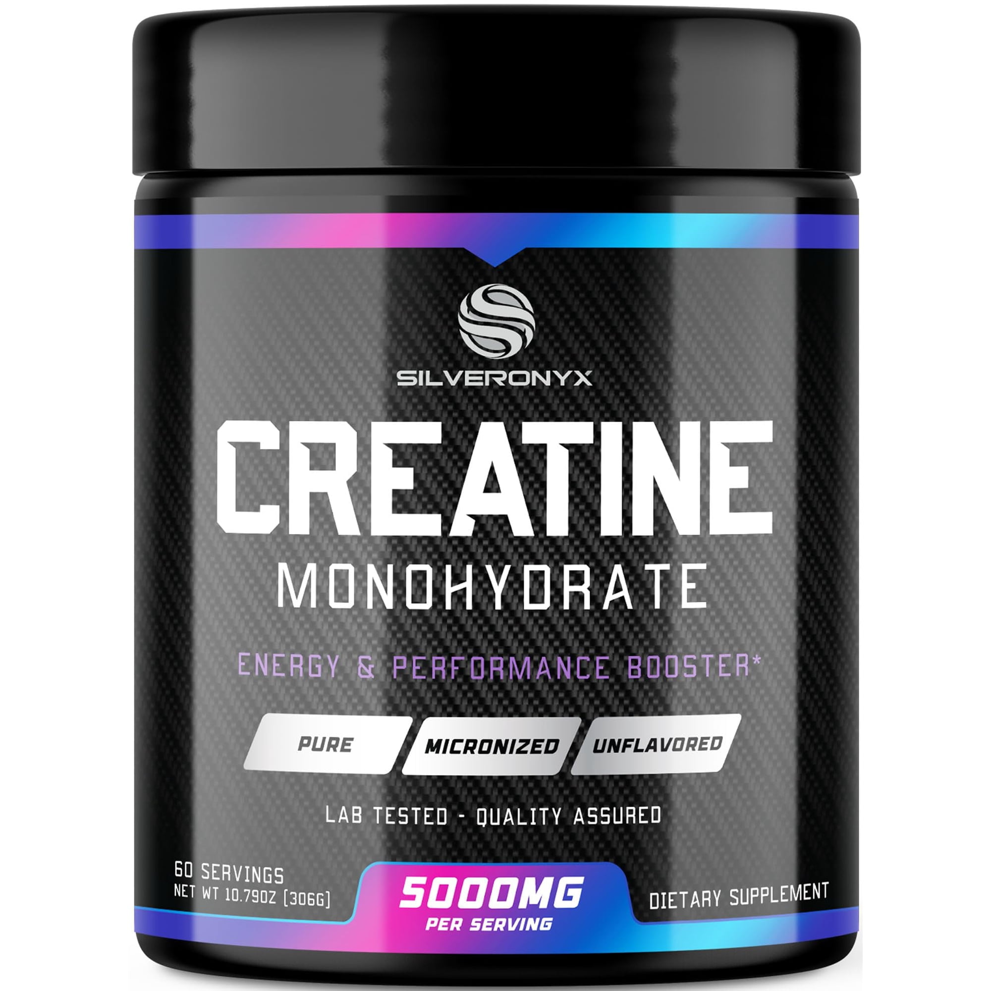 Creatine Monohydrate Powder 5000mg Per Serving - Pure Micronized Creatine Mono Nutritional Supplement - Pre Workout for Energy & Muscle Support, Unflavored Mono Powder, Bottled in USA - 60 Servings