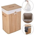 thumbnail image 3 of GOFLAME Bamboo Laundry Hamper Portable, Dirty Clothes Storage Basket with Lid and Removable Liner, Large Storage Clothes Bin with Handles, Suitable for Bedroom, Bathroom (Natural), 3 of 9