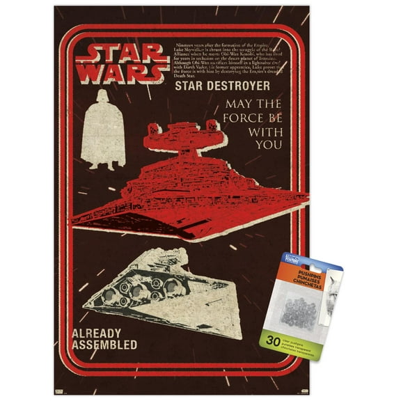 Star Wars: New Vintage - Star Destroyer Wall Poster with Push Pins, 14.725" x 22.375"