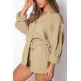 thumbnail image 2 of 2 Piece Outfits Women Lounge Sets Fall Outfits Button Down Oversized Shirts And Shorts Tracksuit, 2 of 6