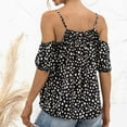 thumbnail image 2 of QLEICOM Womens Summer Tops Oversized T-shirts Sling Off-the-shoulder Ruffled Polka-dot Casual Loose Tunic Tank Tops Women Shirts Blouses Black M, 2 of 7