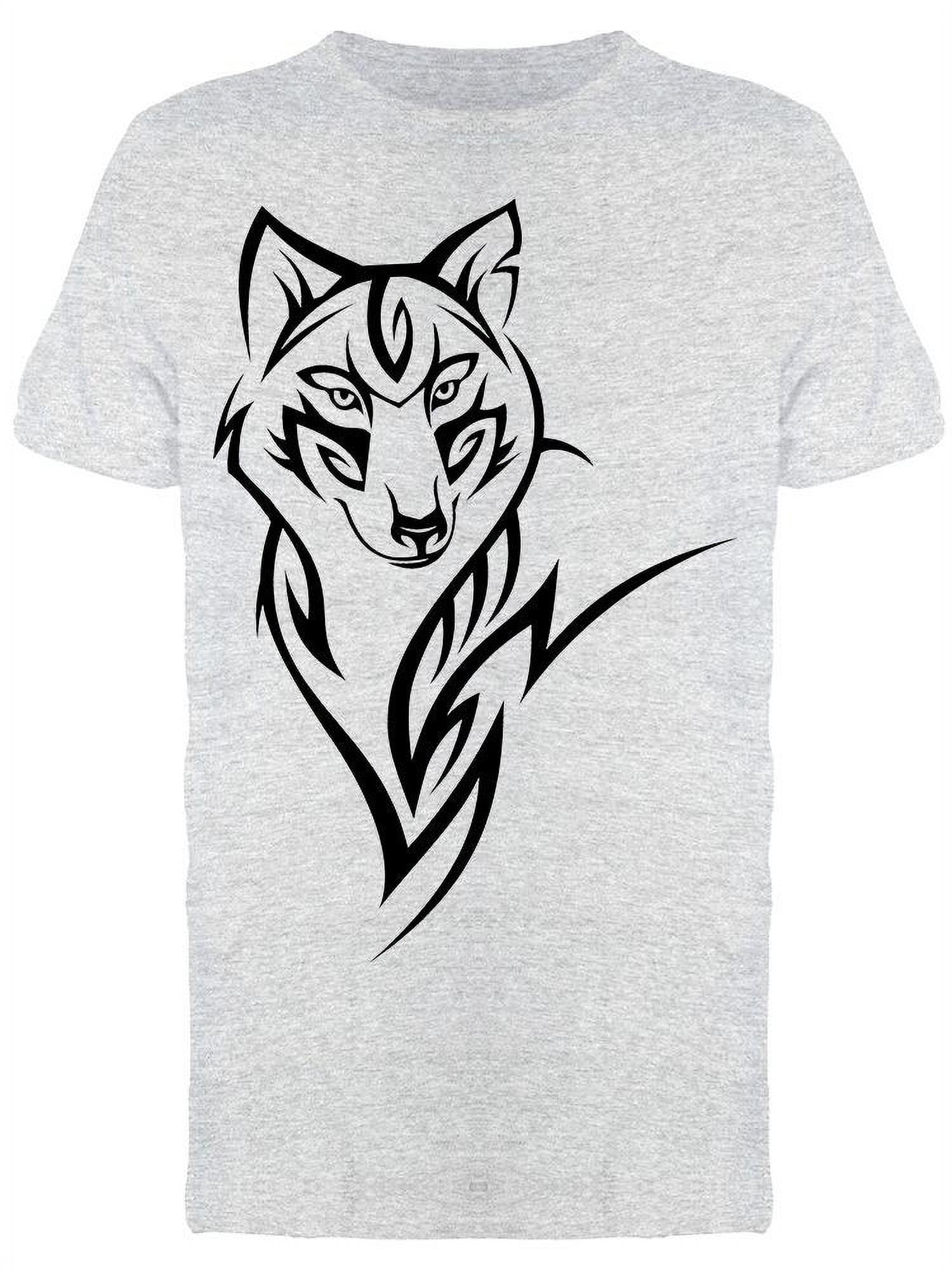 Tribal Wolf Tattoo T-Shirt Men -Image by Shutterstock, Male Medium - Tribal Wolf Tattoo T-Shirt Men -Image by Shutterstock, Male Medium -