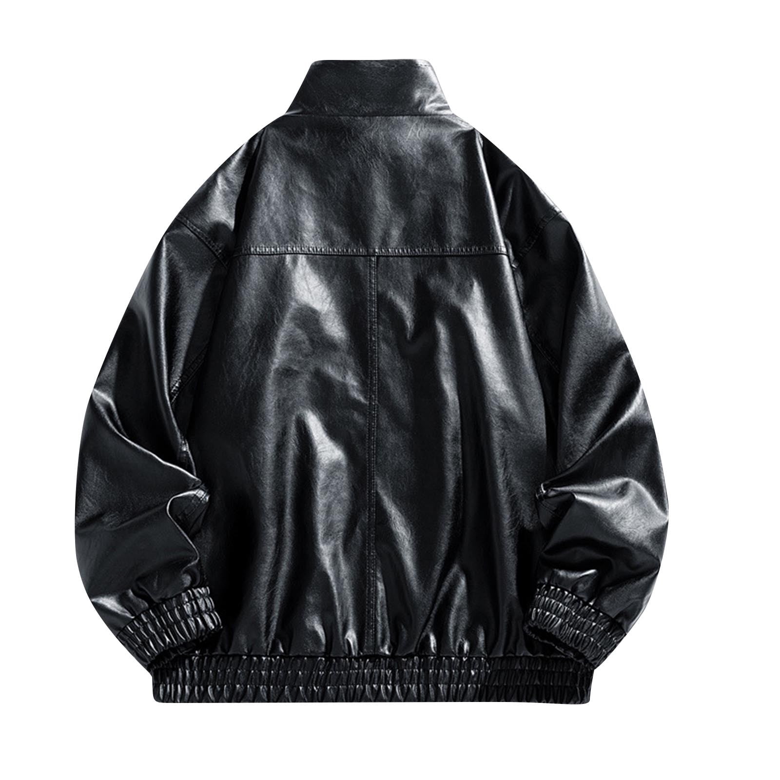 ジャケット・アウター PREMIUM FULLZIP SPORTS LEATHER JACKET Xzbqbs Leather Jacket for Men Zip-Up Oversized Motorcycle Bomber