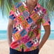thumbnail image 3 of Camisas s Para Hombre Men's Spring Summer Top Hawaii imprimió Top Casual Loose Short camisas Button elegantes de manga (Pink, XXL), 3 of 7
