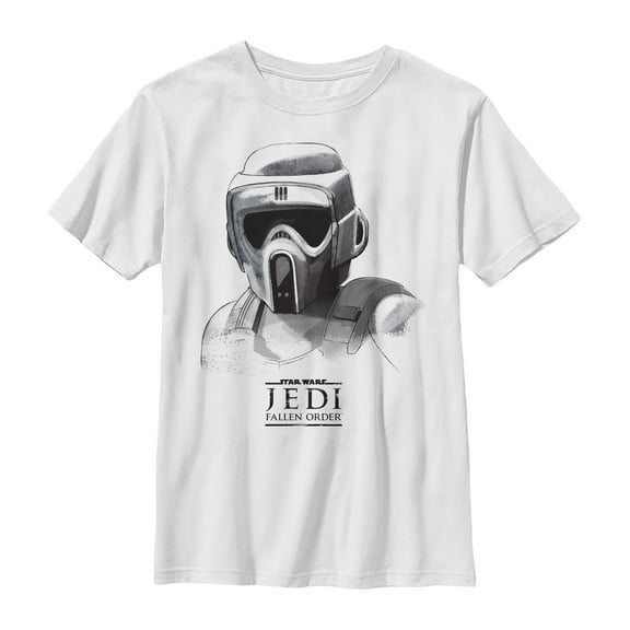 Boy's Star Wars Jedi: Fallen Order Grayscale Scout Trooper Graphic Tee White X Large