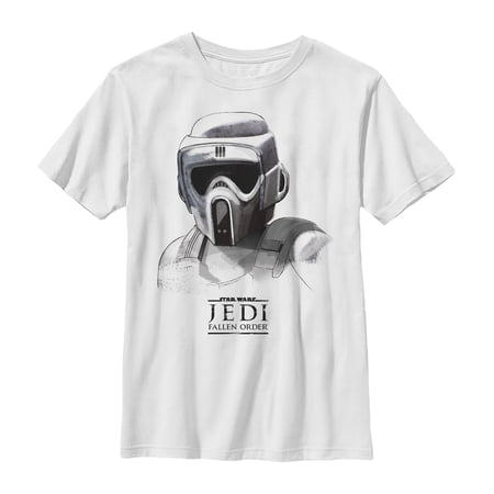 Boy s Star Wars Jedi: Fallen Order Grayscale Scout Trooper Graphic Tee White X Large