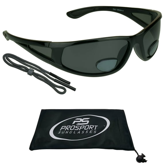 proSPORT Fishing Polarized Bifocal Shield Sunglass Readers Wrap Around Gray Unisex