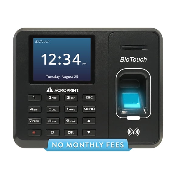Acroprint BioTouch Horloge Automatique Autonome avec Empreinte Digitale/proximité (Sans Frais Mensuels)
