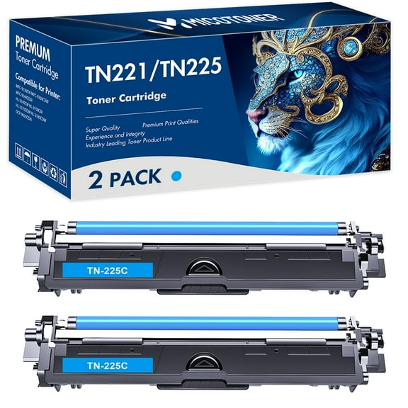 True Image Compatible Toner Cartridge for Brother TN-225 TN-225C Work With HL-3140CW 3142CW 3150CDW 3152CDW 3170CDW 3172CDW MFC-9130CW 9140CDN 9330CDW 9340CDW DCP-9020CDW(Cyan 2-Pack)