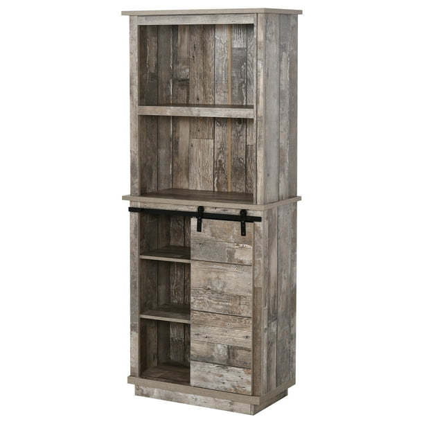 Homcom Rustic Storage Cabinet Home Tall, Tall Wooden Cabinets With Shelves