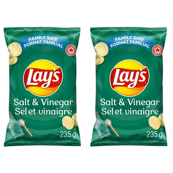 Lay's Salt & Vinegar Flavored Potato Chips, 220g (2 Pack)