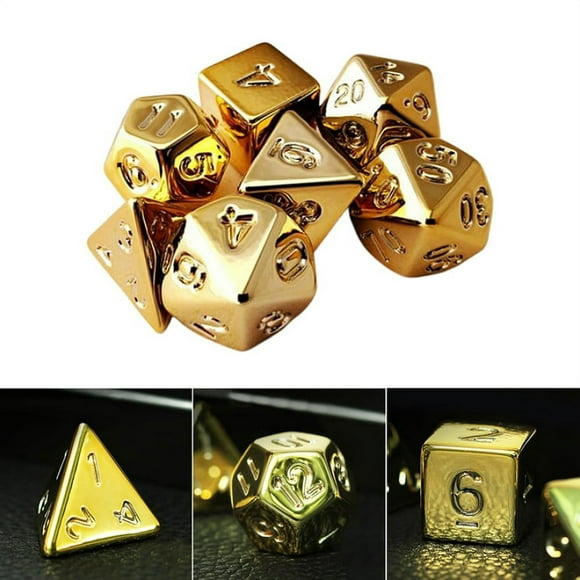 Multi-Sided Dice Electroplating Acrylic Table Board Roll Playing Games Supplies Seven Golden Dice New