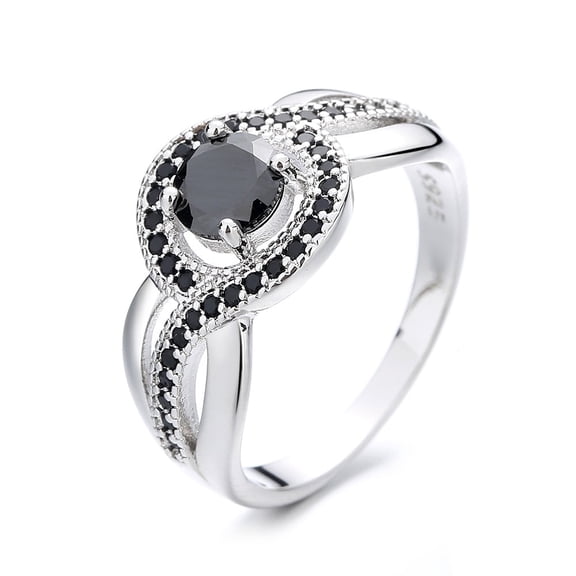 14K White Gold Plated Black Marcasite Ring