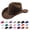 AG, variant on Western Cowboy Hat for Women and Men Windproof Wide Brim Felts Hats Ladies Versatile Travel Retro Caps for Summer Green