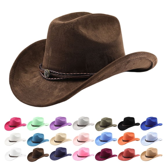 Lispipm Western Cowboy Hat for Women and Men Windproof Wide Brim Felts Hats Ladies Versatile Travel Retro Caps for Summer Green